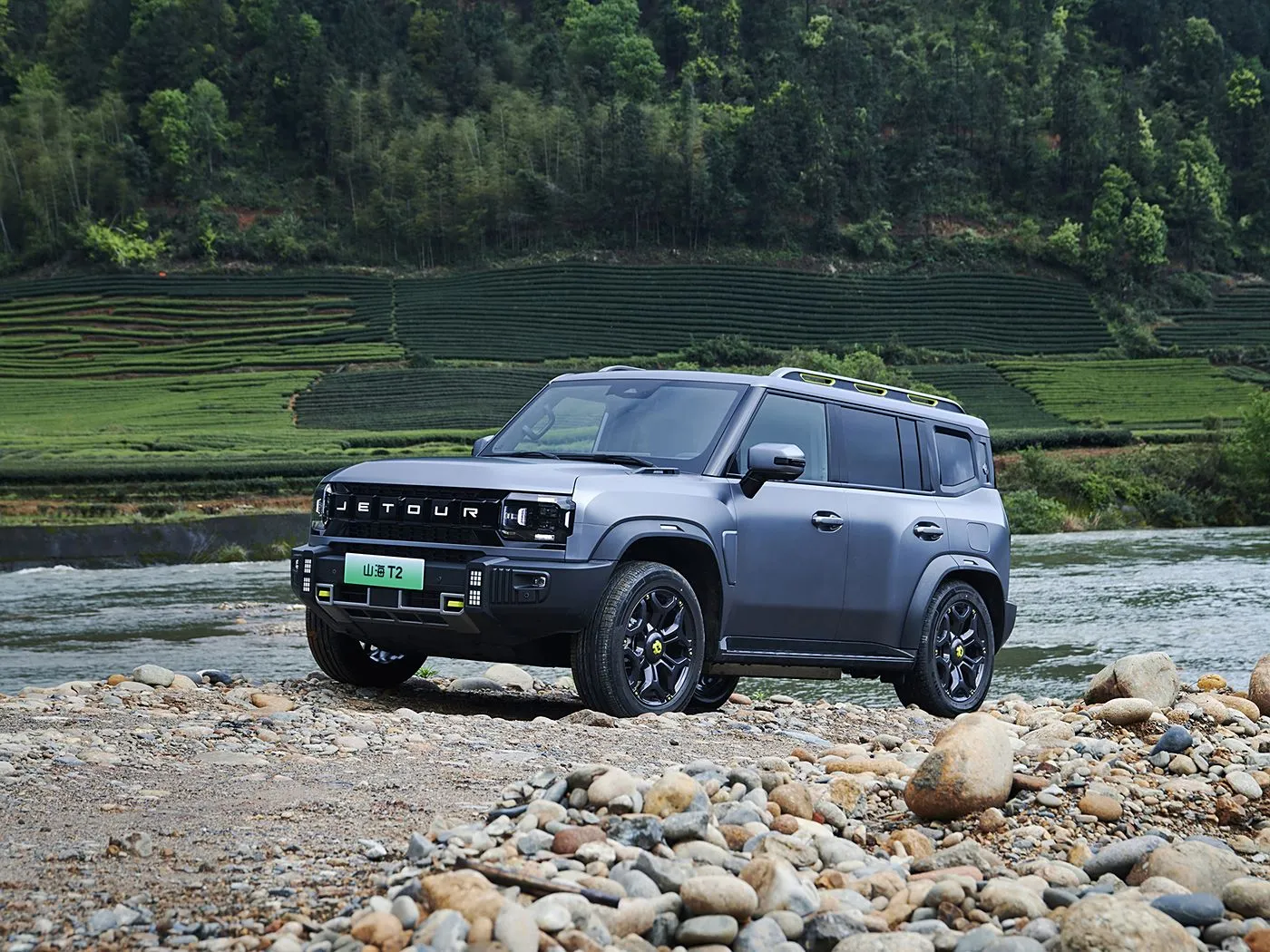 Jetour T2 SUV 하이브리드 버전 Euro VI 새로운 도착 라이트 터보 ACC 자동 기어 박스 가죽 왼쪽 스티어링